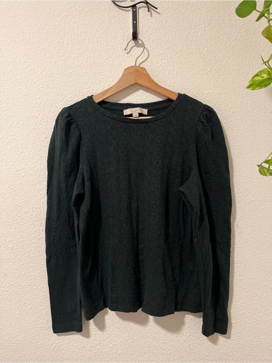 LOFT Tops - LOFT Forest Green Textured Long Sleeve Top sz S